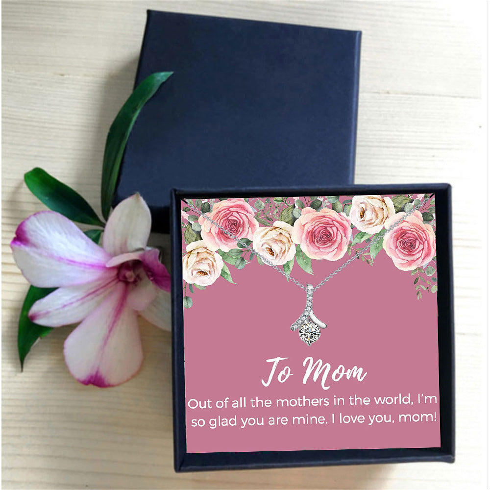 Beautiful Herringbone Diamond Design Gift Box Pendant Necklace for Dear Mom - Syble's