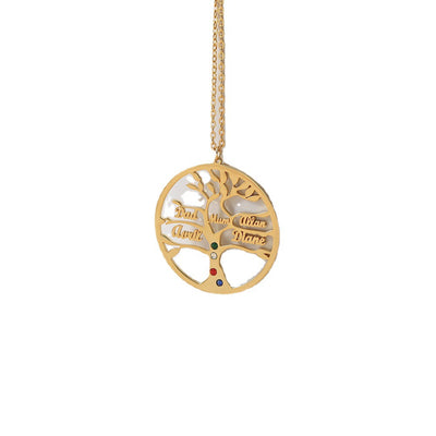 Trendy Fashion Hollow Round Matching Tree of Life Customizable Name Design Versatile Necklace - Syble's