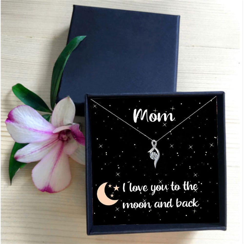 Delicate Cupid's Arrow Diamond Gift Box Necklace for Mom