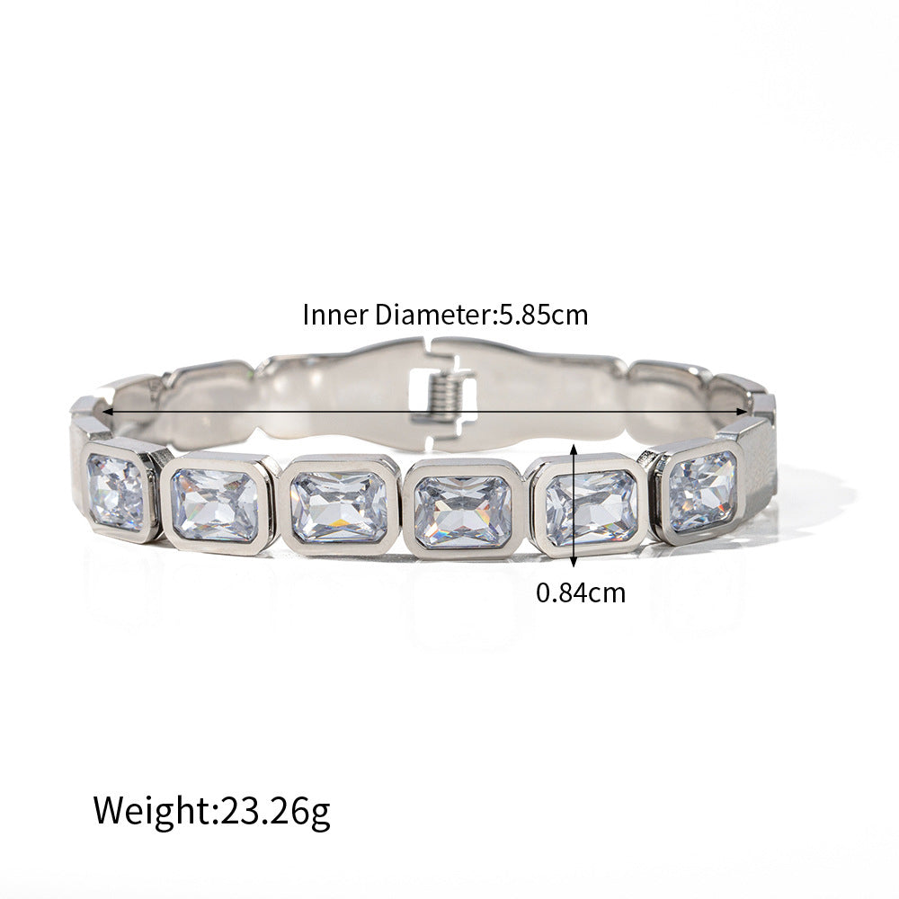 18K gold exquisite and dazzling zircon design light luxury style bracelet - Syble's