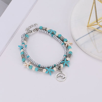 Fashion retro starfish/conch/turtle design beach style all-match anklet - Syble's