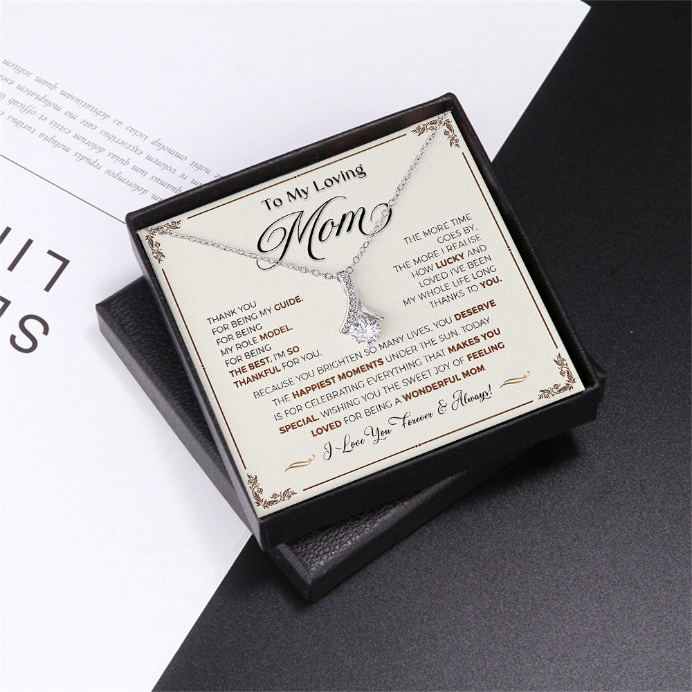 Light luxury fashion herringbone diamond design gift box pendant necklace for mom - Syble's