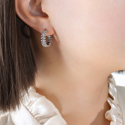 18K Gold Novel Trendy C Shape Design Versatile Earrings - Syble's