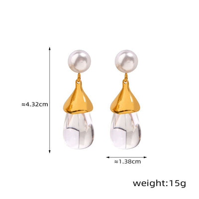 18K gold exquisite noble pearls and gemstone design versatile earrings