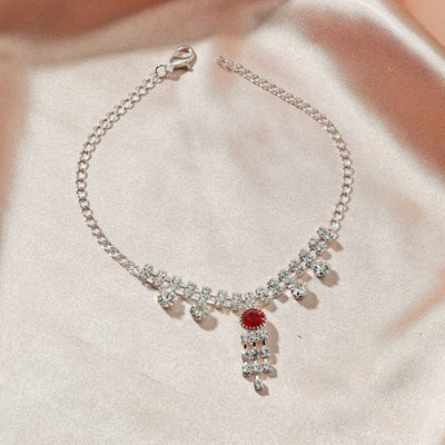 Exquisite atmosphere with diamonds and bohemian pearl love design beach wind anklet - Syble's