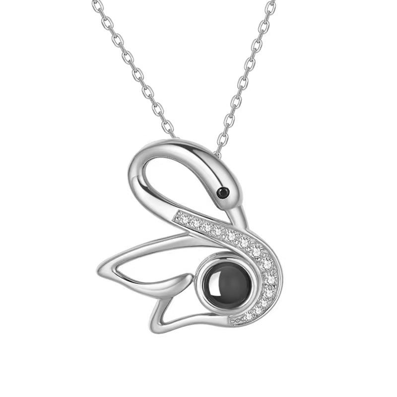 Noble and exquisite swan diamond design projection necklace - Syble's
