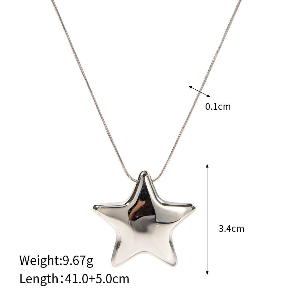 18K Gold Fashion Simple Pentagon Design Light Luxury Pendant Necklace