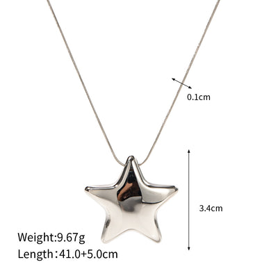 18K Gold Fashion Simple Pentagon Design Light Luxury Pendant Necklace - Syble's