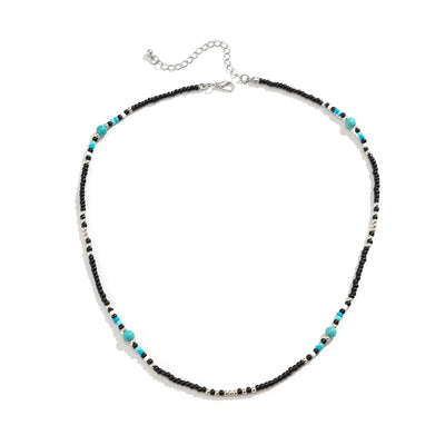 Trendy fashion stitching turquoise bohemian bead design all-match necklace - Syble's