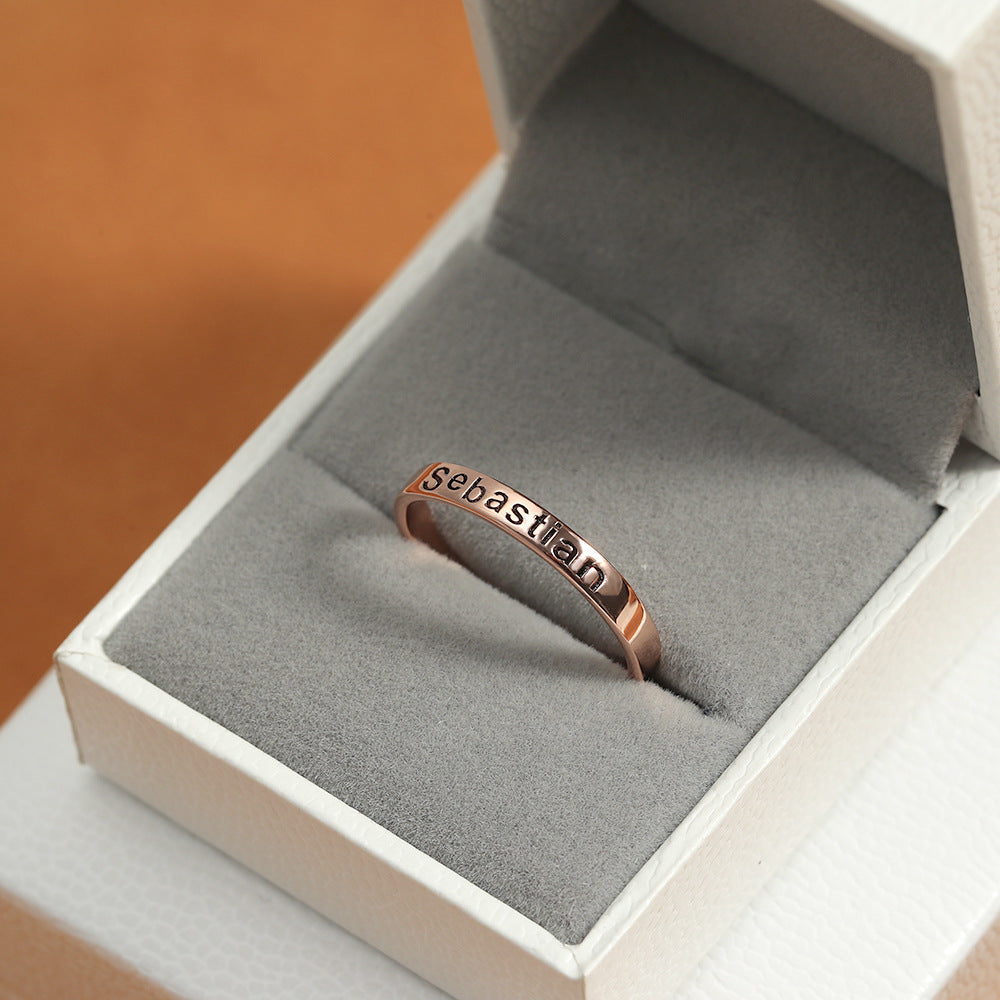 Copper Fashion Simple Customizable Name Design Versatile Ring