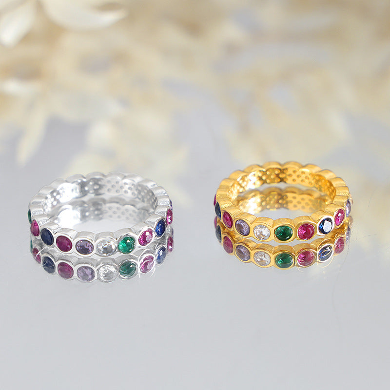 18K gold exquisite and dazzling colorful zircon design ring