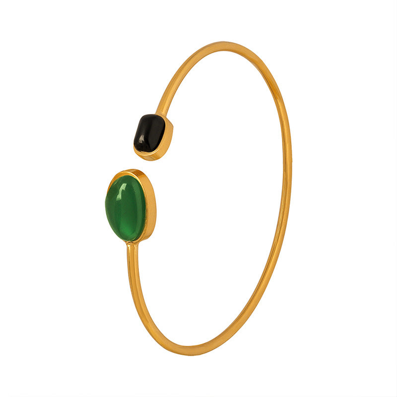 18K gold retro palace style versatile bracelet with agate design - Syble's