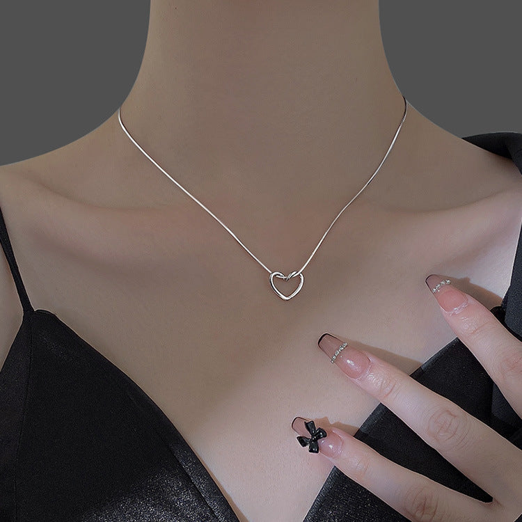 Fashion minimalist hollow heart design all-match necklace - Syble's