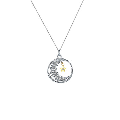 Light Luxury Moon Star Hollow Diamond Gift Box Pendant Necklace for My Dear Niece - Syble's