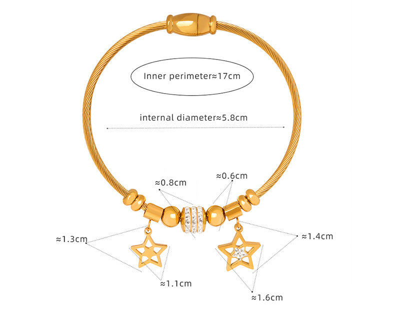 18K gold noble and dazzling love/star/round/six-pointed star/eyes/number 8/flower design bracelet