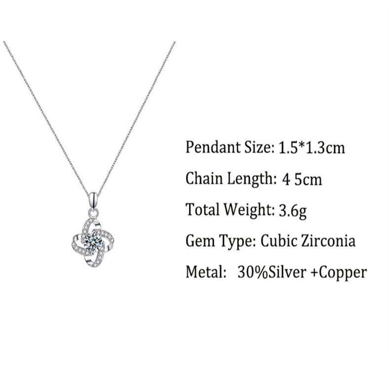Beautiful Four Leaf Clover Diamond Design Gift Box Pendant Necklace for Mother-in-law - Syble's