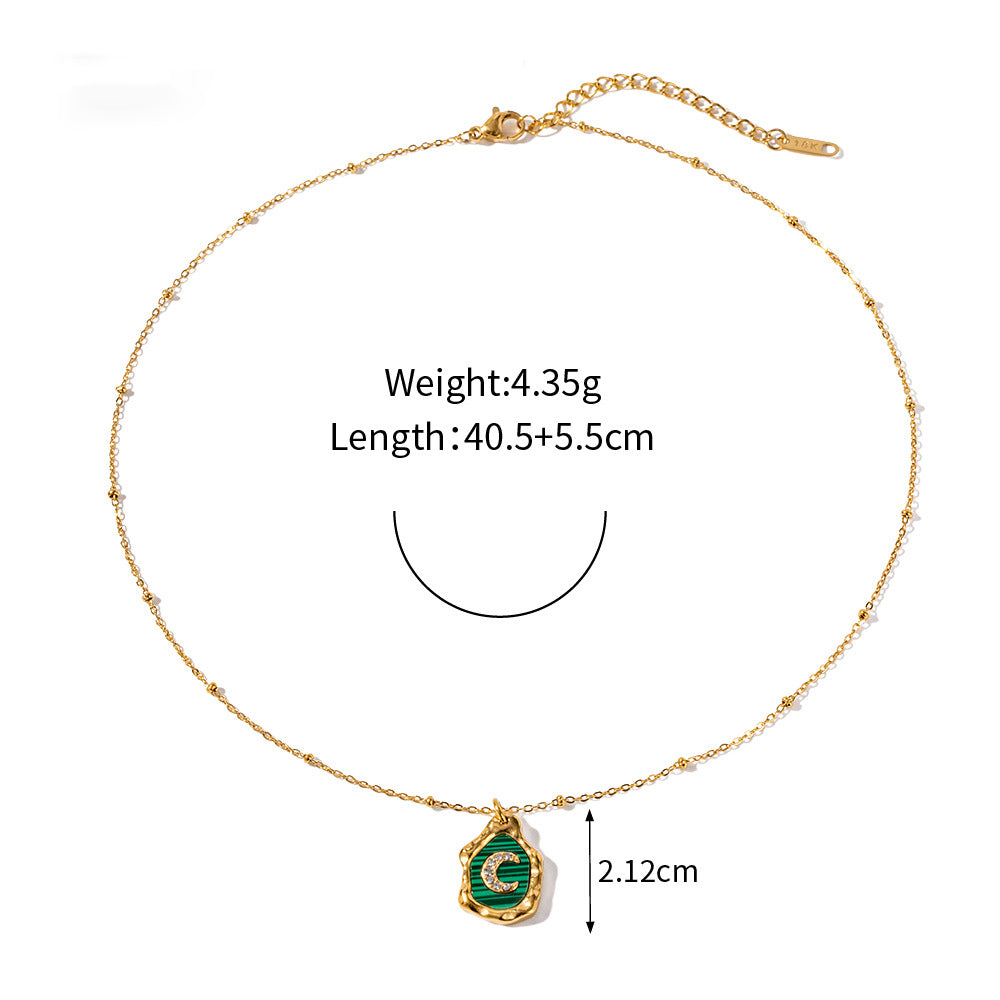 18k Gold Exquisite and Fashionable Irregular Bezel with Moon Inlaid Zircon Design Pendant Necklace - Syble's
