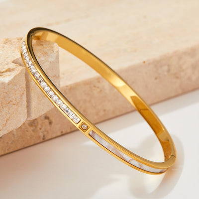 18K gold exquisite and fashionable square diamond design light luxury style bracelet - Syble's