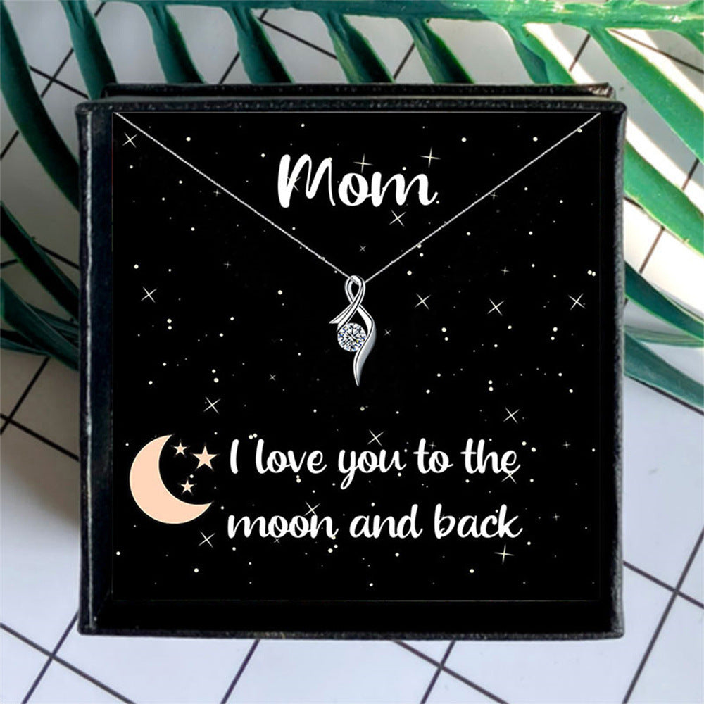 Delicate Cupid's Arrow Diamond Gift Box Necklace for Mom