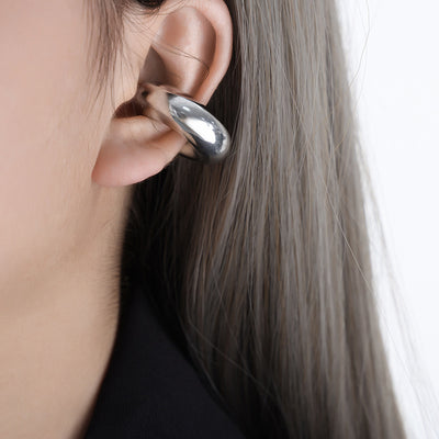 18K Gold Fashion Simple C Shape Design Versatile Earrings - Syble's