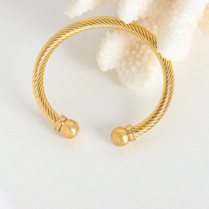 18K gold fashionable simple thread design bracelet - Syble's