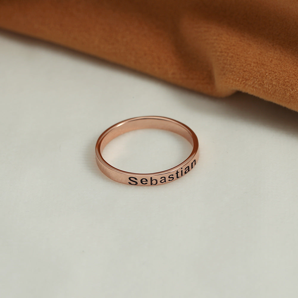 Copper Fashion Simple Customizable Name Design Versatile Ring
