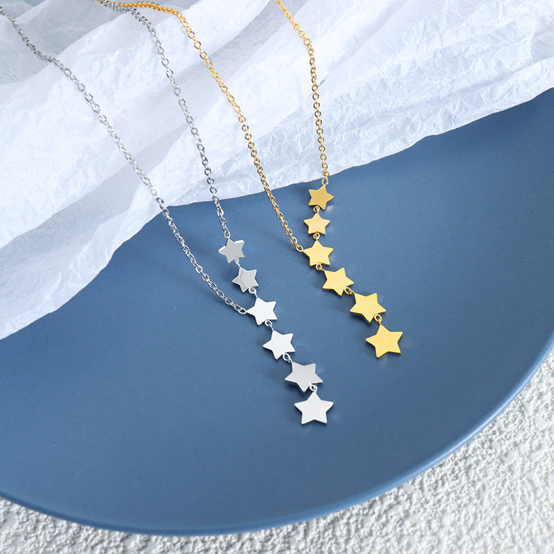 18K gold light luxury noble star with tassel design versatile necklace