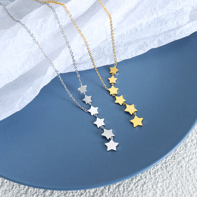 18K gold light luxury noble star with tassel design versatile necklace - Syble's