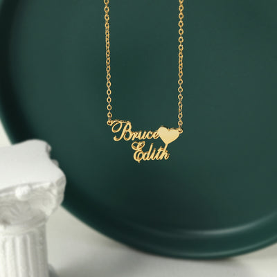 Classic simple heart with customizable name design light luxury style necklace - Syble's