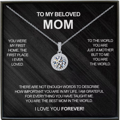 Simple Atmospheric Round Diamond Full Moon Night Design Gift Box Necklace for Amazing Mom - Syble's