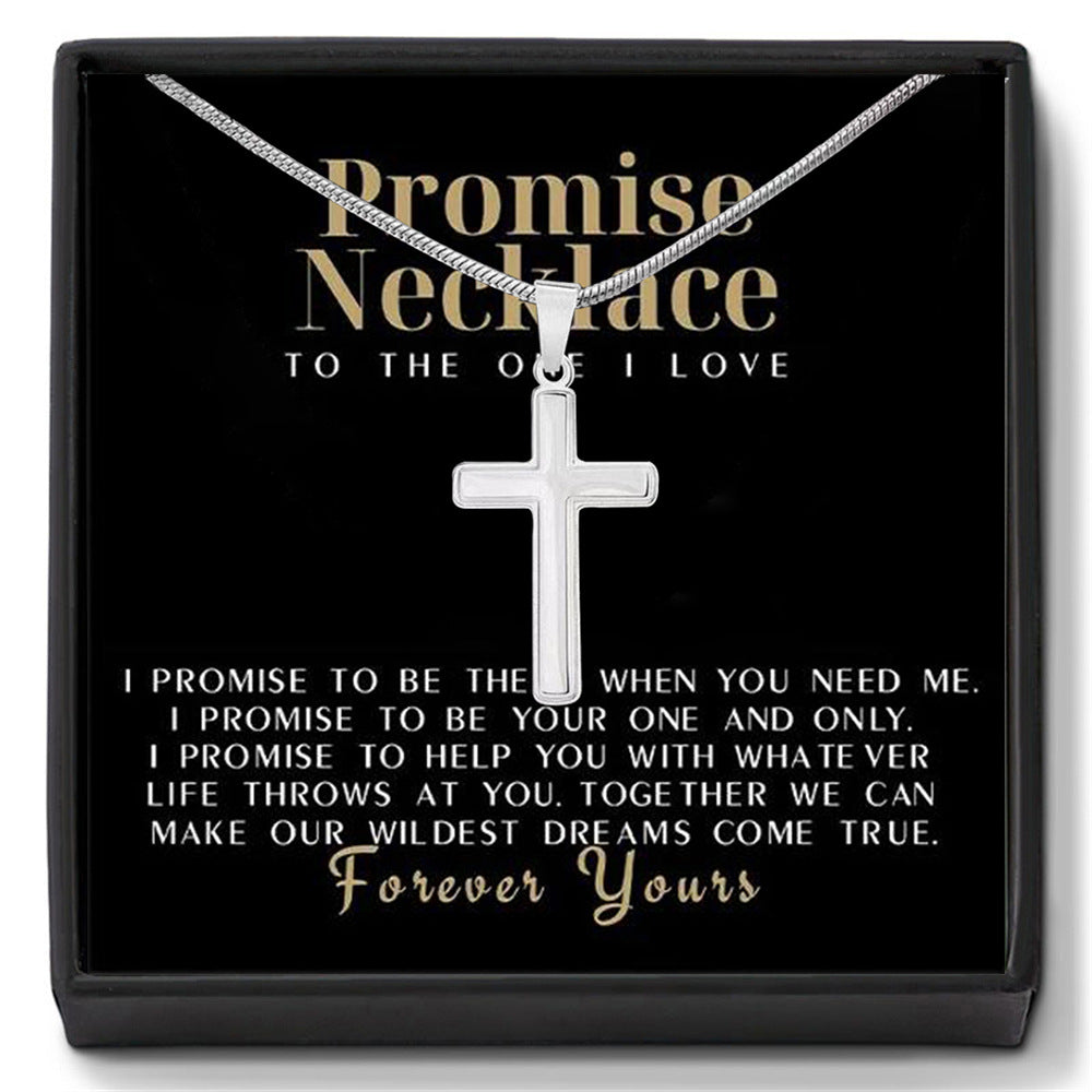 Trendy Cross Design Gift Box Promise Necklace For Someone I Love