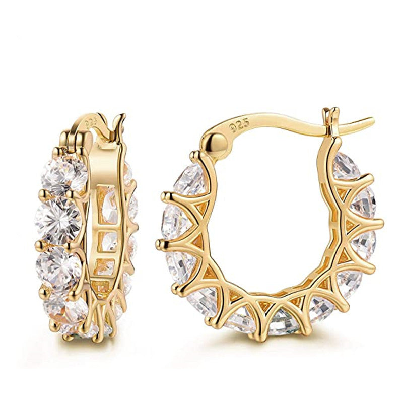 French full inlaid zircon lace earrings U-shaped earrings cross-border e-commerce hot sale