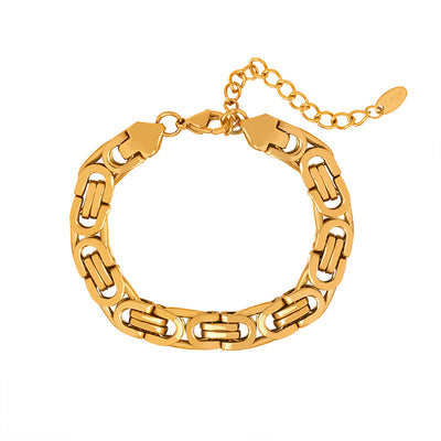 18K gold retro hip-hop style design bracelet - Syble's