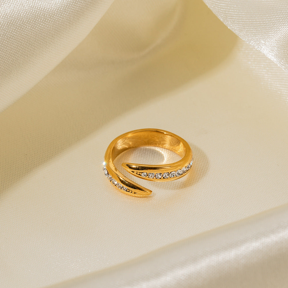 18K gold noble simple diamond design versatile ring - Syble's
