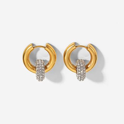 Zircon Hoop Drop Earrings 18K Gold Earrings