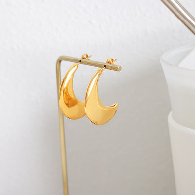 18K Gold Fashion Simple Moon Shape Design Versatile Earrings - Syble's