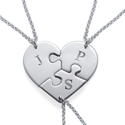 Exquisite Dazzling Puzzle Heart Customizable Name Design Versatile Necklace - Syble's