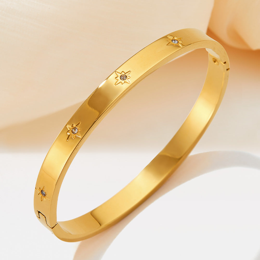 18K gold light luxury and noble eight-pointed star diamond design bracelet - Syble's