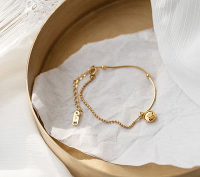 18K Gold Fashion Simple Bead Design Versatile Anklet - Syble's
