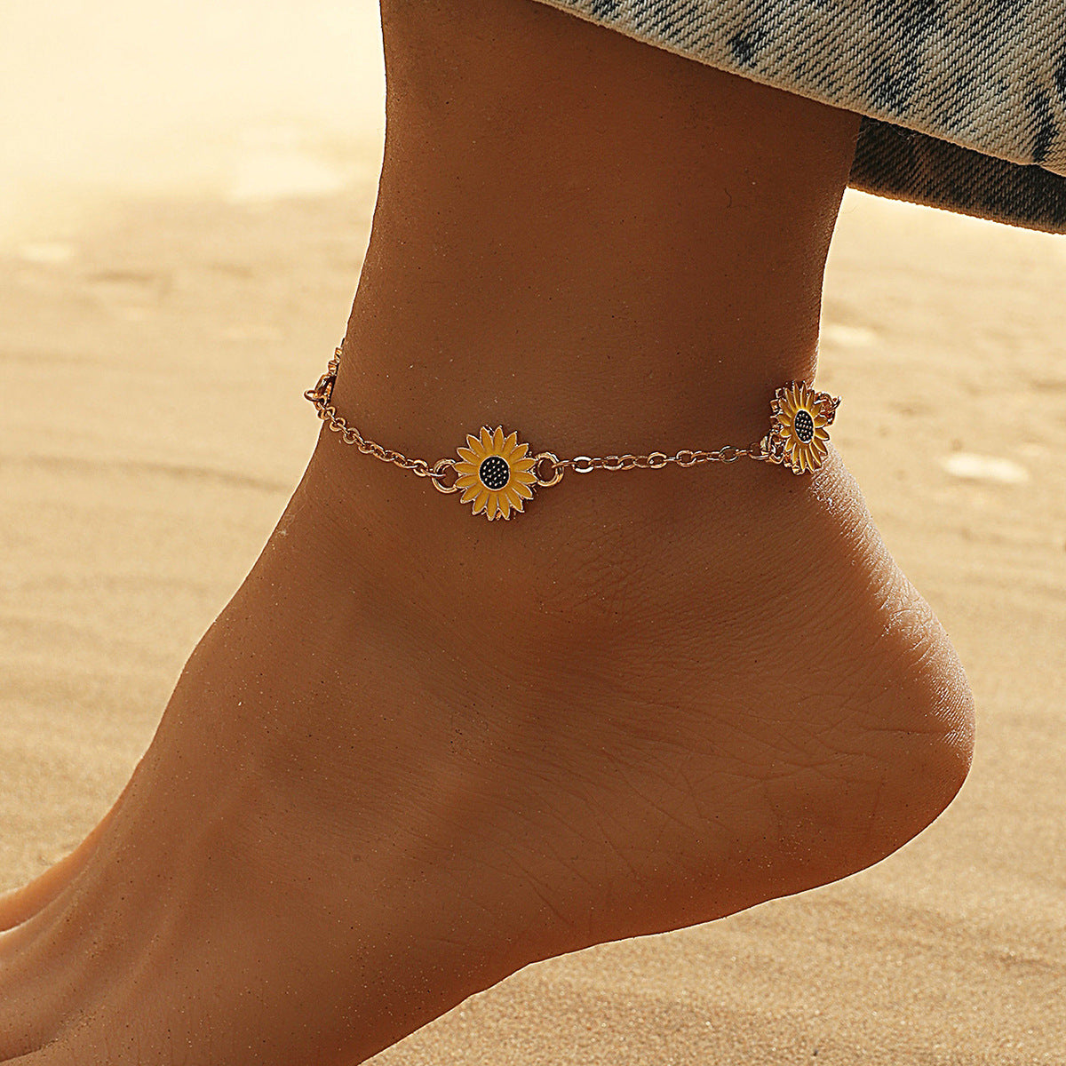 Classic simple sunflower design all-match anklet