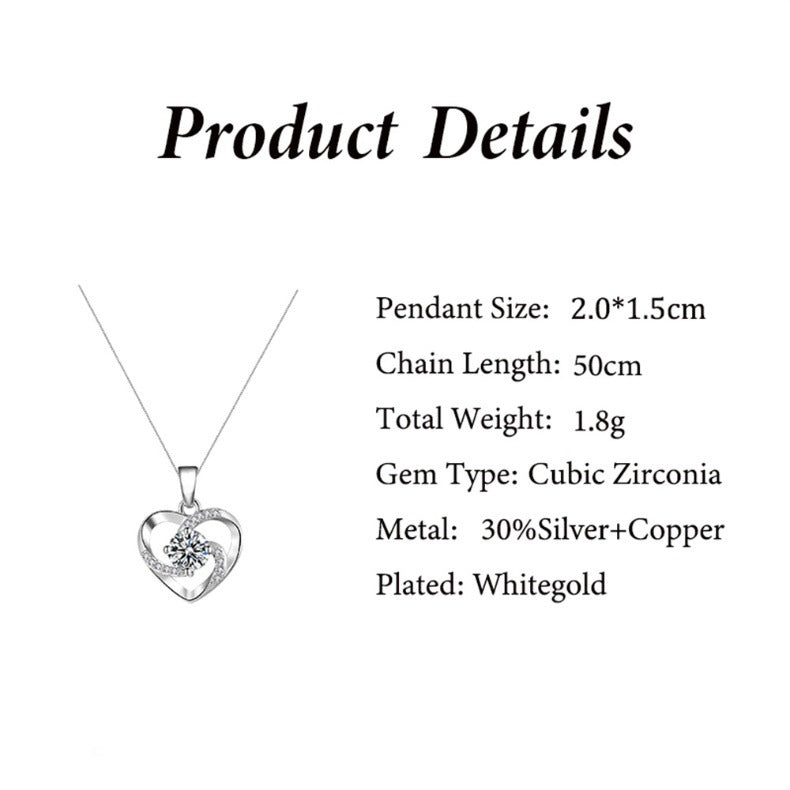 Eternal Heart Hollow Out Heart Shaped Diamond Design Gift Box Necklace for Beautiful Girlfriend - Syble's