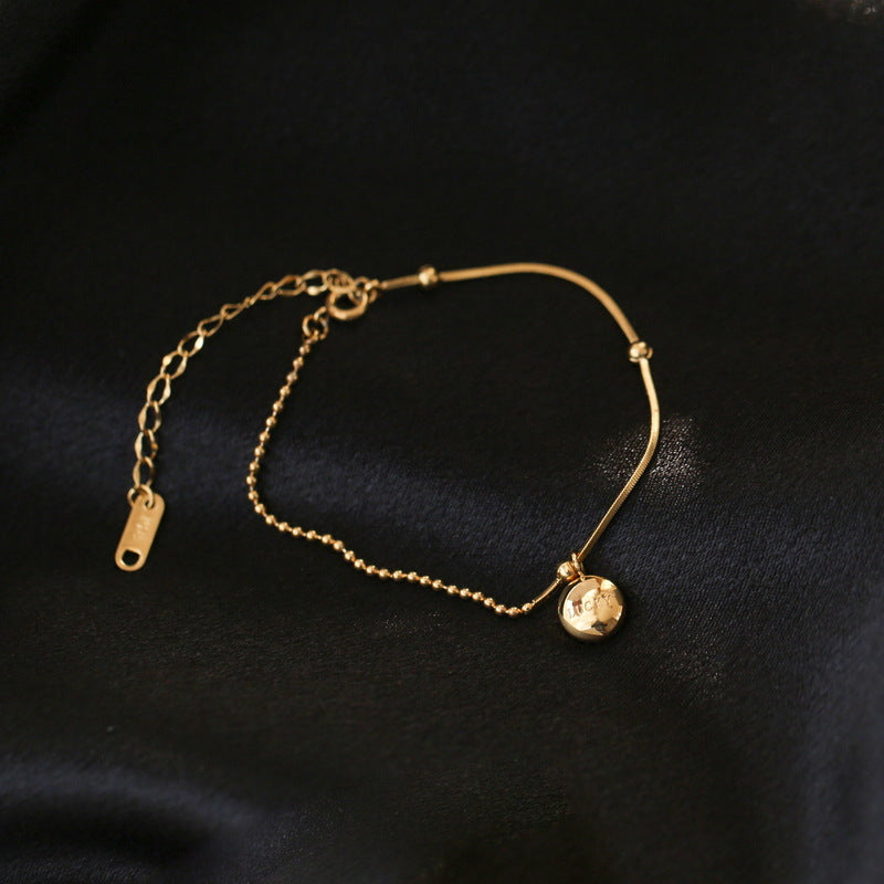 18K Gold Fashion Simple Bead Design Versatile Anklet