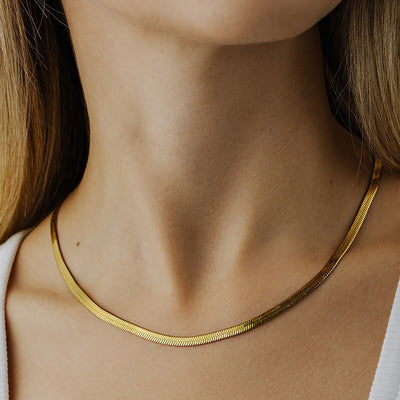 18K Gold Vintage Simple Cuban Chain Design Versatile Necklace - Syble's