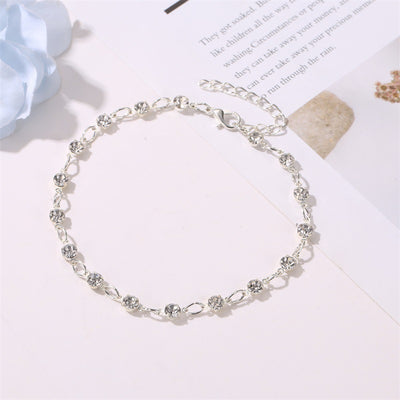 Exquisite and dazzling beach style inlaid round diamond all-match anklet - Syble's