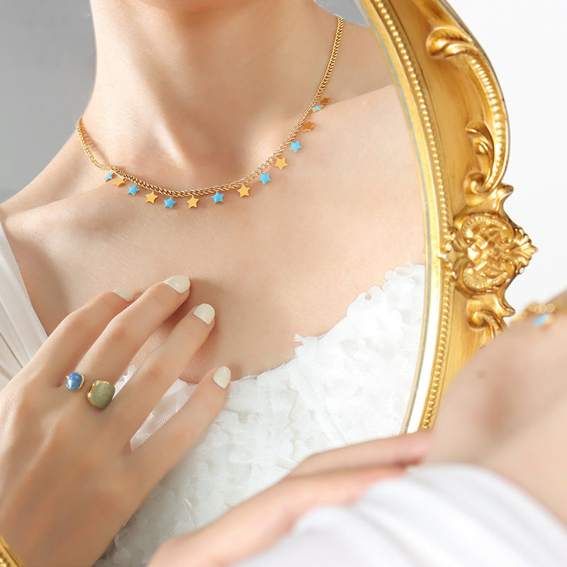 18K gold light luxury and noble star design versatile necklace