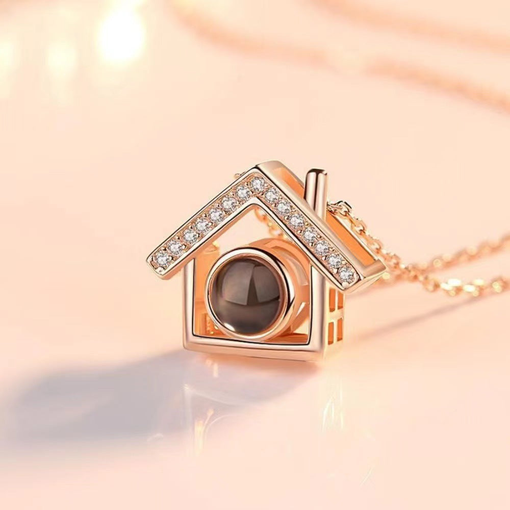 Exquisite Trend Love House Diamond Design Projection Necklace - Syble's