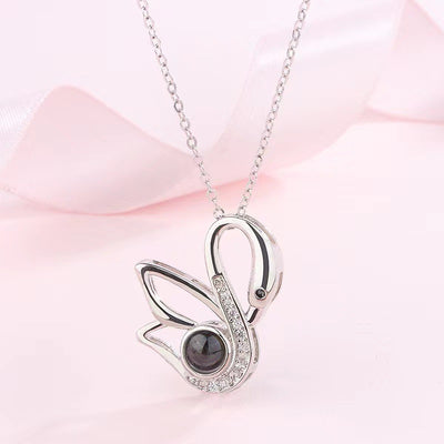 Noble and exquisite swan diamond design projection necklace - Syble's