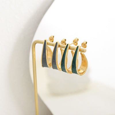 18K Gold Classic Simple Geometric U Shape Design Versatile Earrings - Syble's