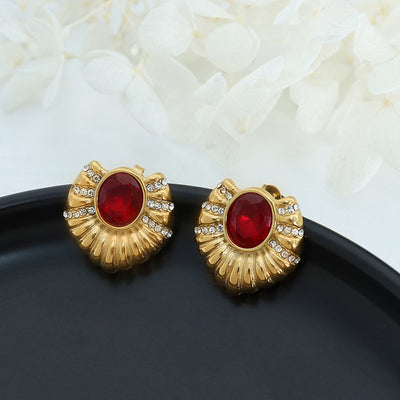 18K Gold Classic Fashion Inlaid Zircon Thread Design Versatile Earrings - Syble's