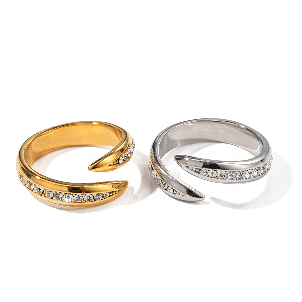 18K gold noble simple diamond design versatile ring - Syble's